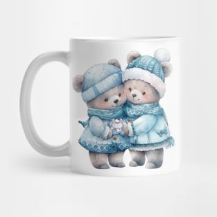 Kawaii Christmas Blue Teddy Bears Mug